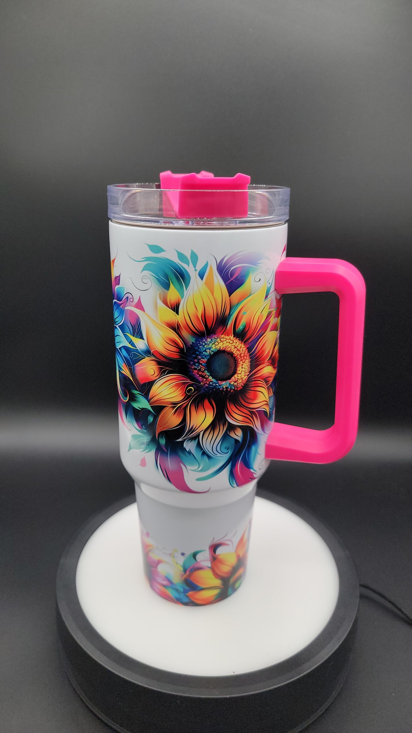 40 oz Tumbler Neon Sunflowers