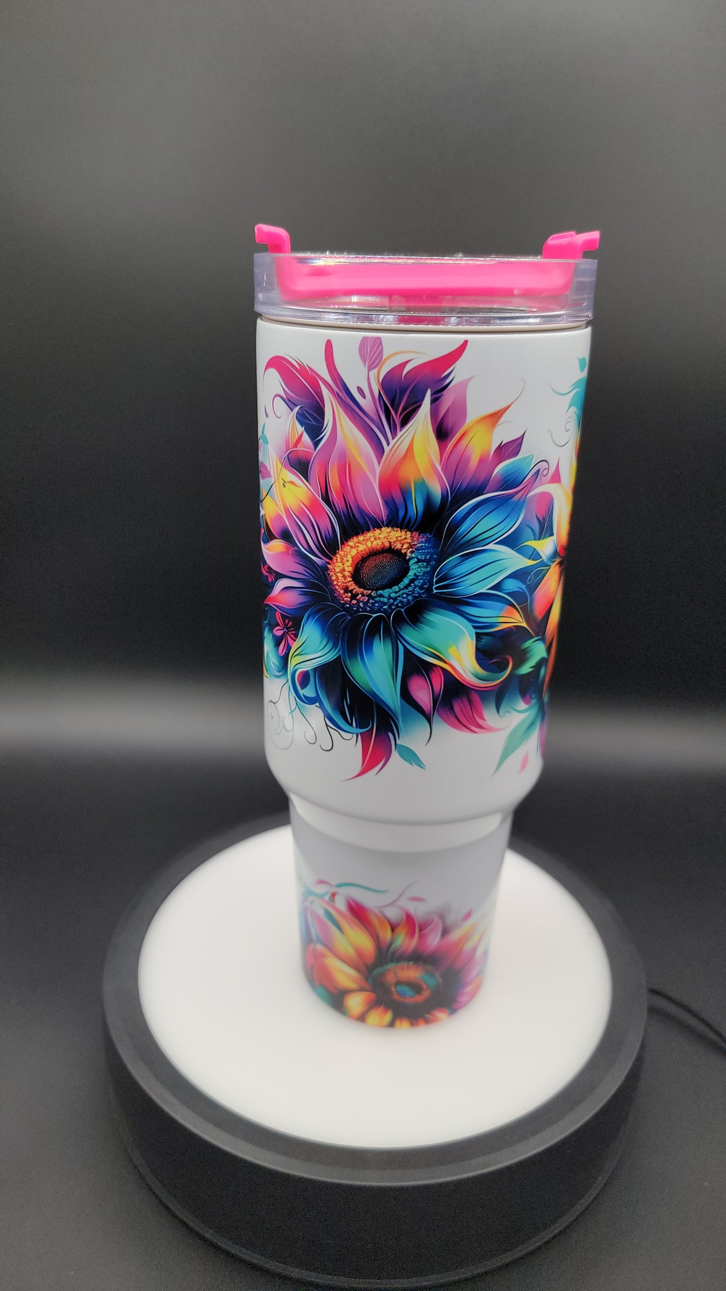 40 oz Tumbler Neon Sunflowers