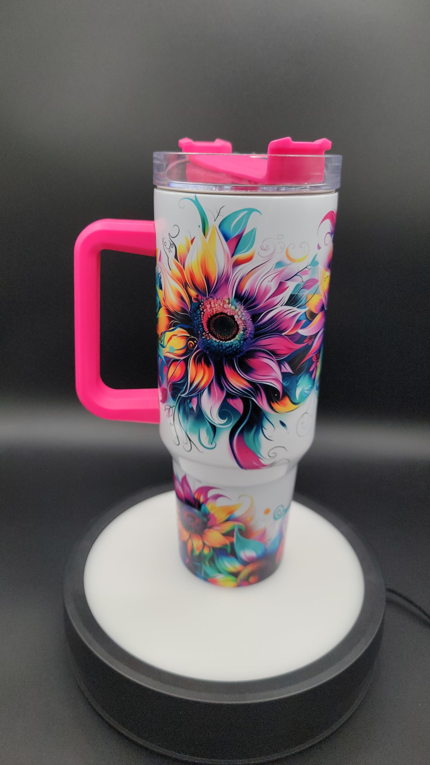 40 oz Tumbler Neon Sunflowers