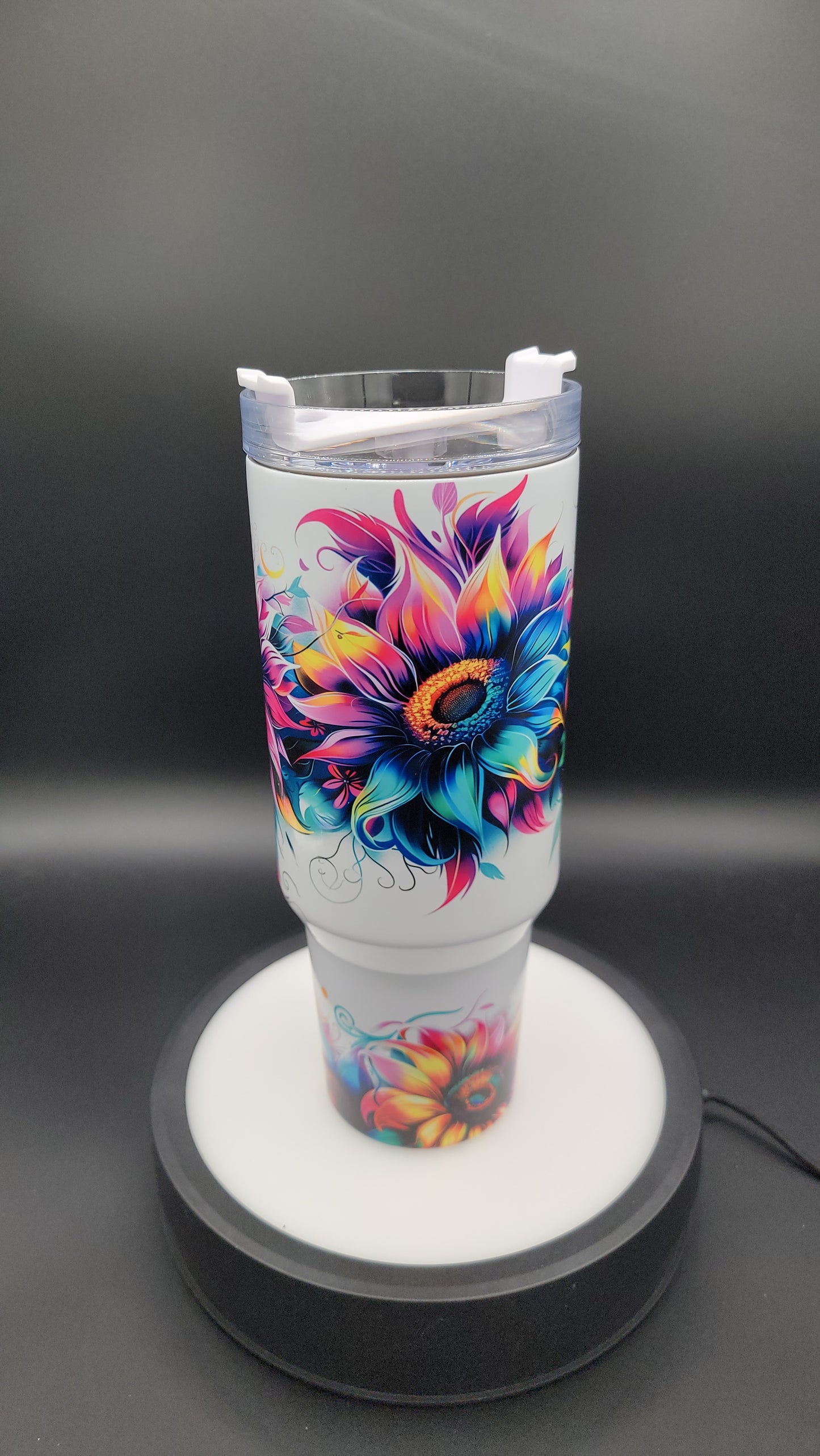 40 oz Tumbler Neon Sunflowers