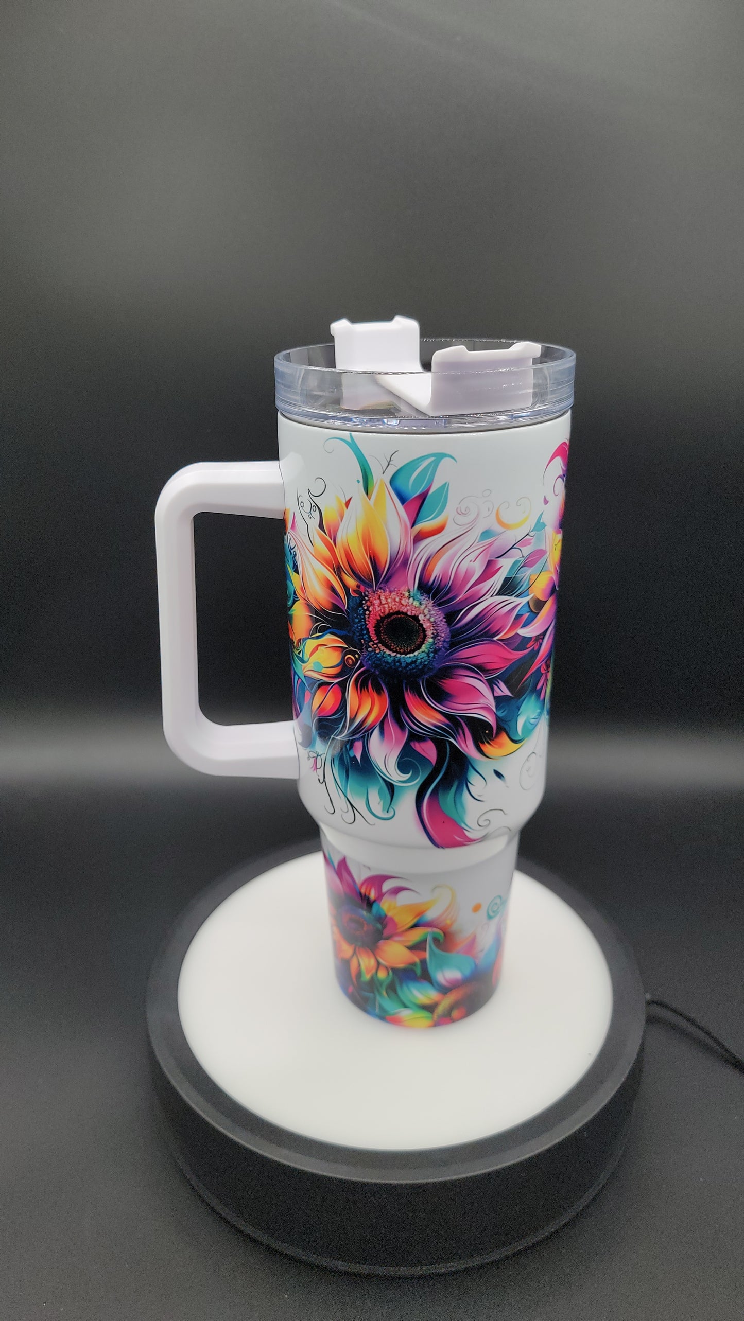 40 oz Tumbler Neon Sunflowers