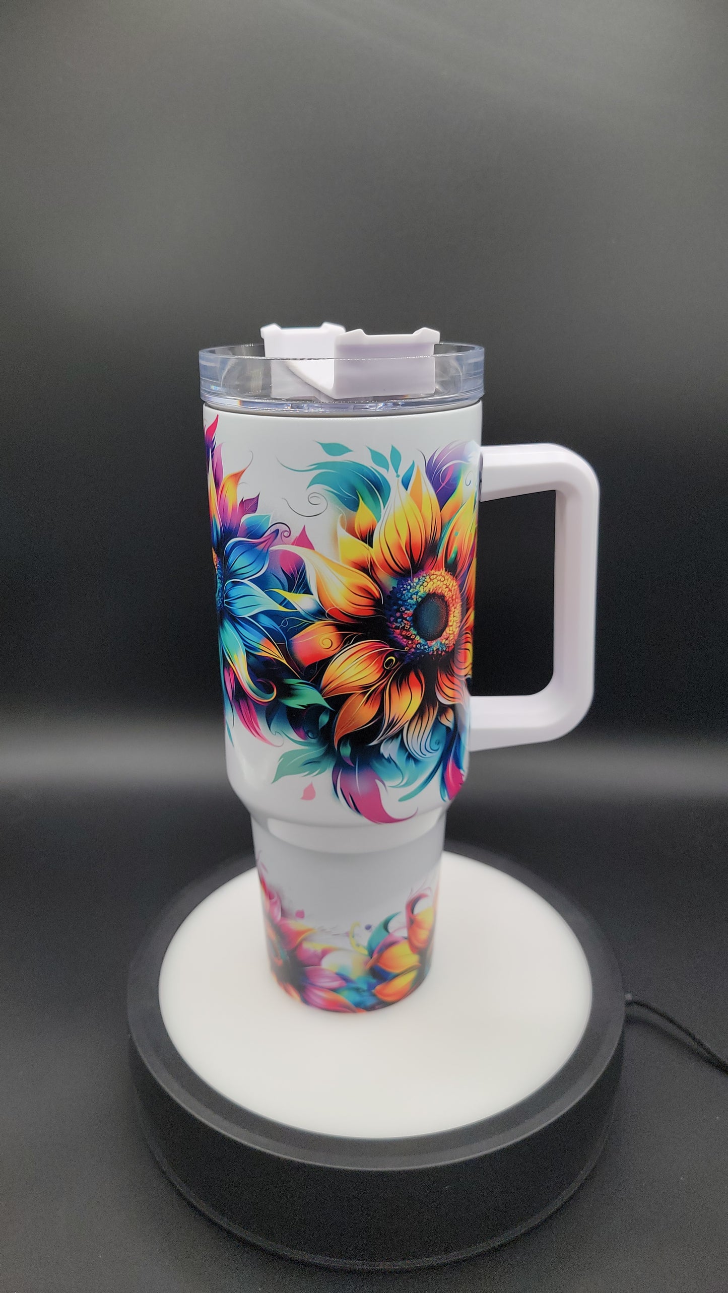 40 oz Tumbler Neon Sunflowers