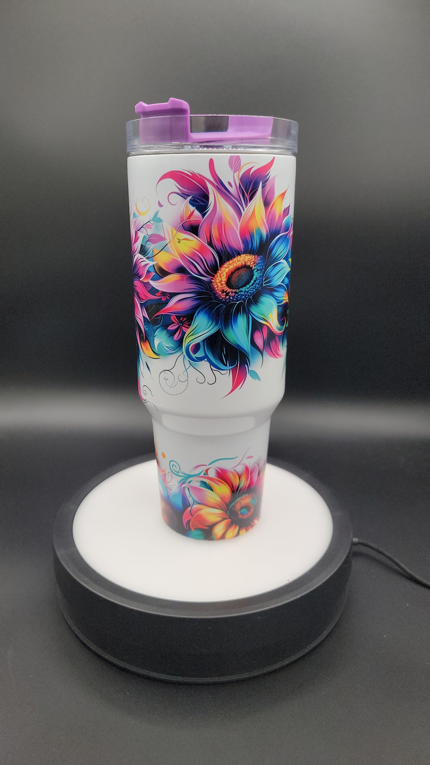 40 oz Tumbler Neon Sunflowers