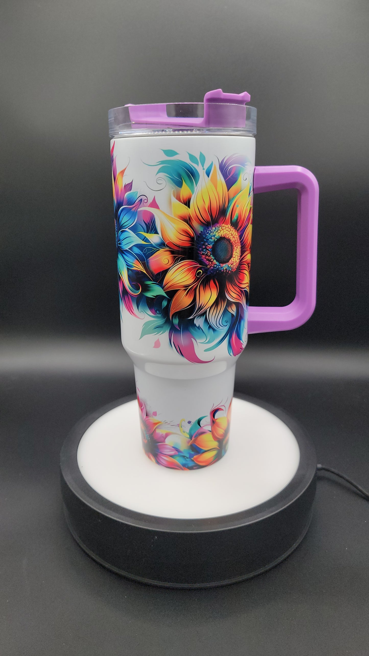 40 oz Tumbler Neon Sunflowers