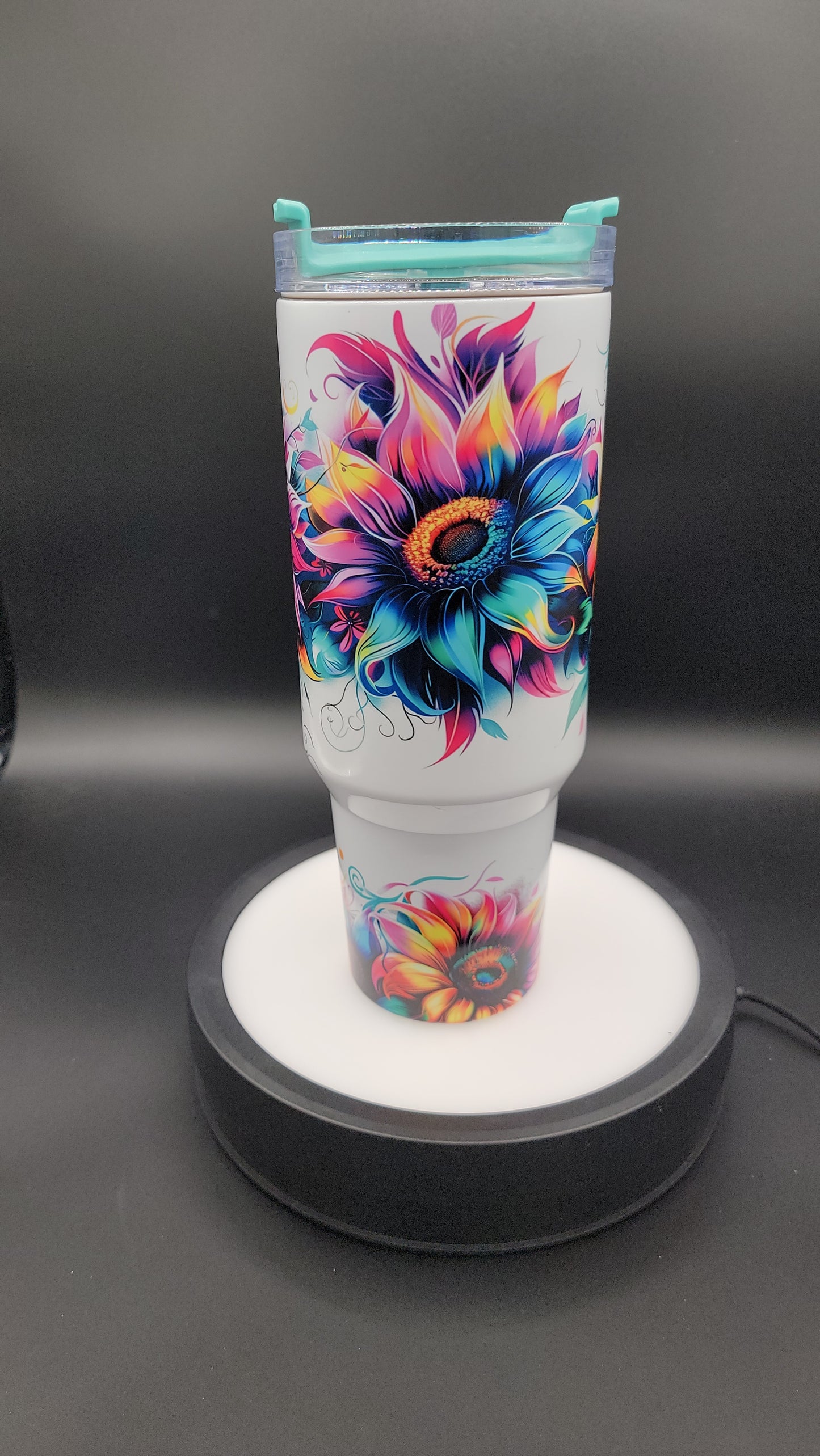 40 oz Tumbler Neon Sunflowers