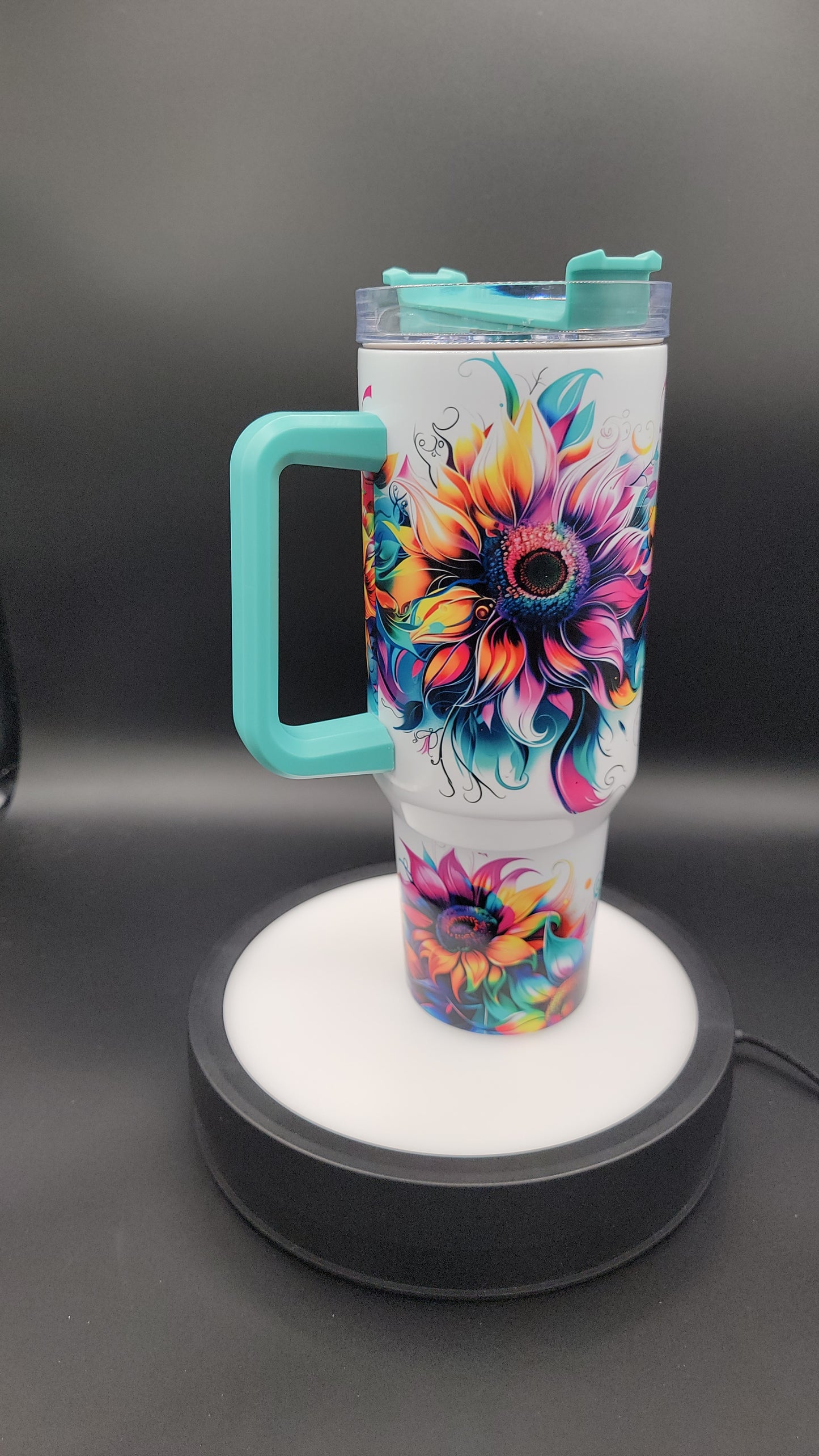40 oz Tumbler Neon Sunflowers