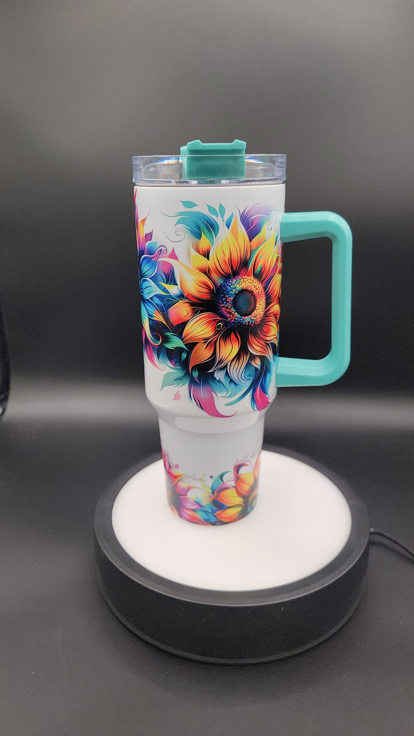 40 oz Tumbler Neon Sunflowers