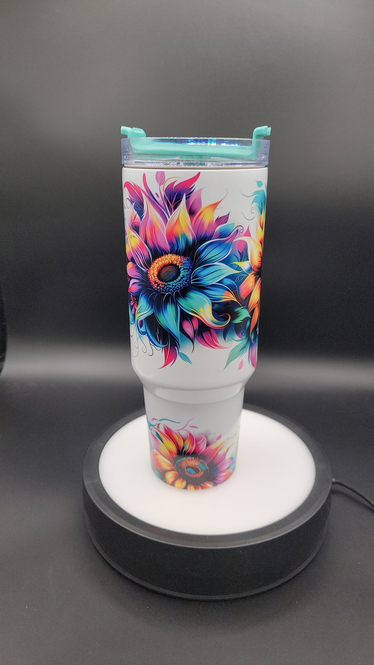 40 oz Tumbler Neon Sunflowers