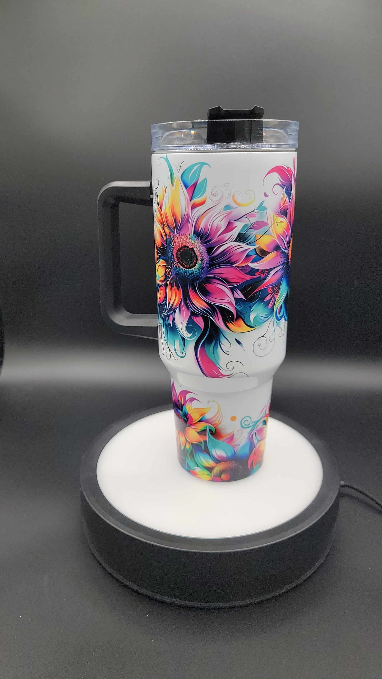 40 oz Tumbler Neon Sunflowers