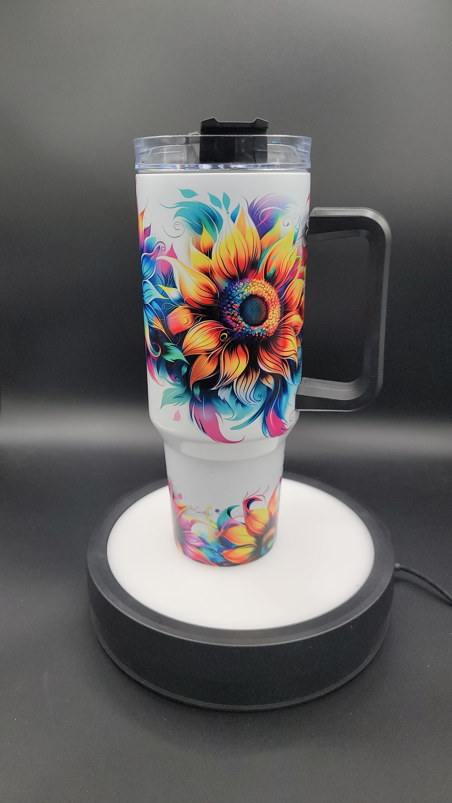 40 oz Tumbler Neon Sunflowers