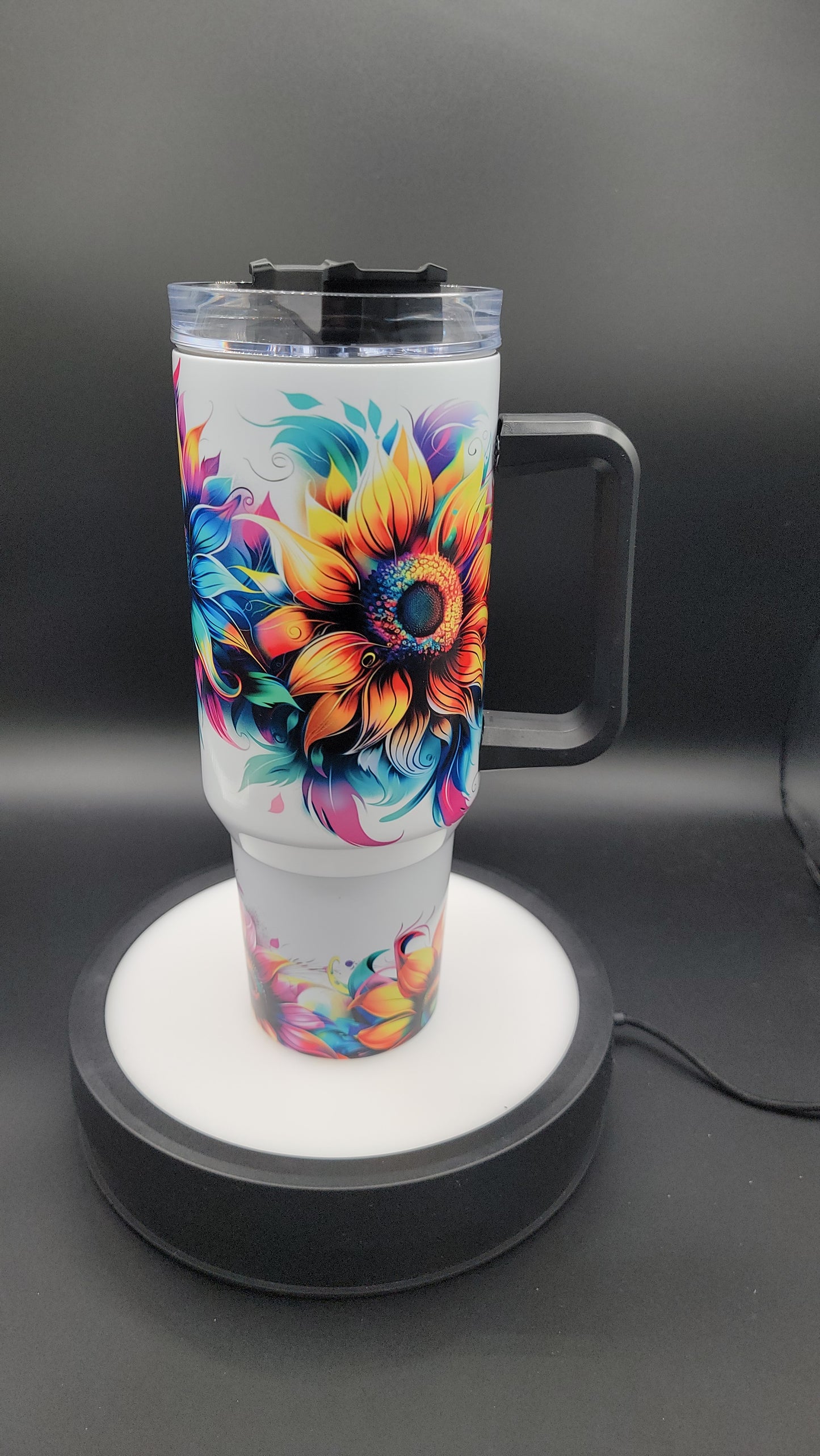 40 oz Tumbler Neon Sunflowers