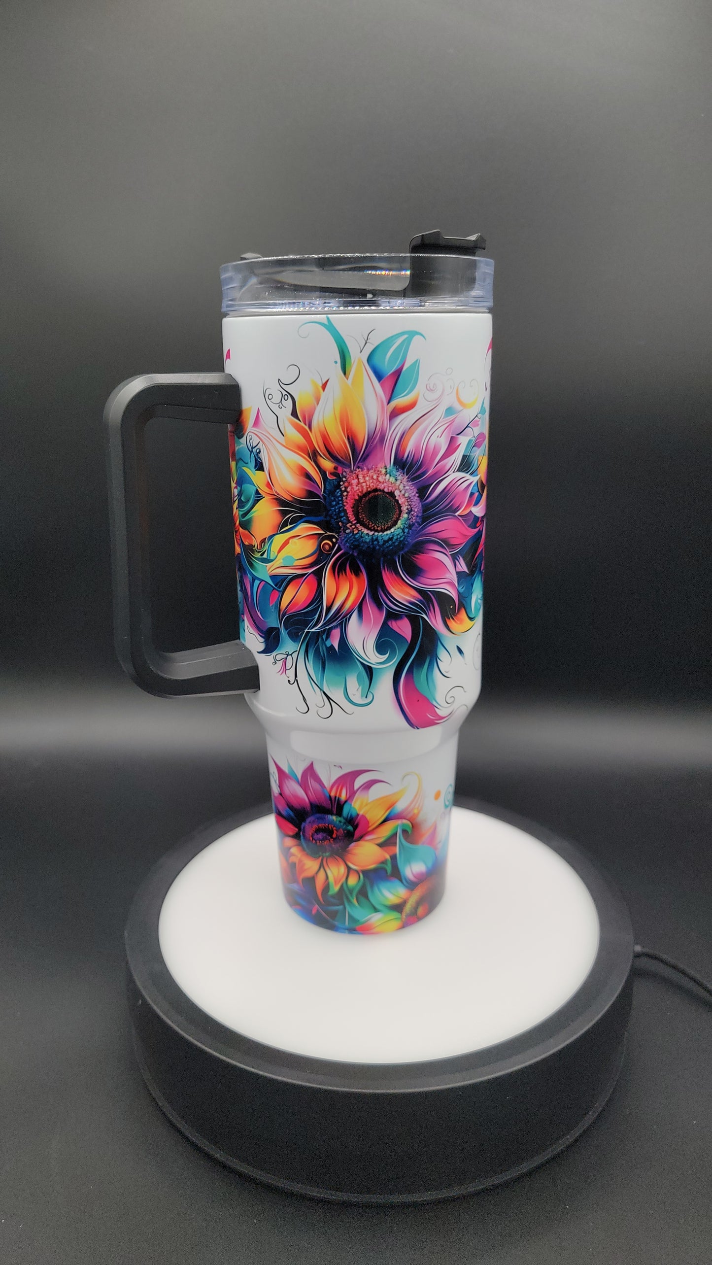 40 oz Tumbler Neon Sunflowers