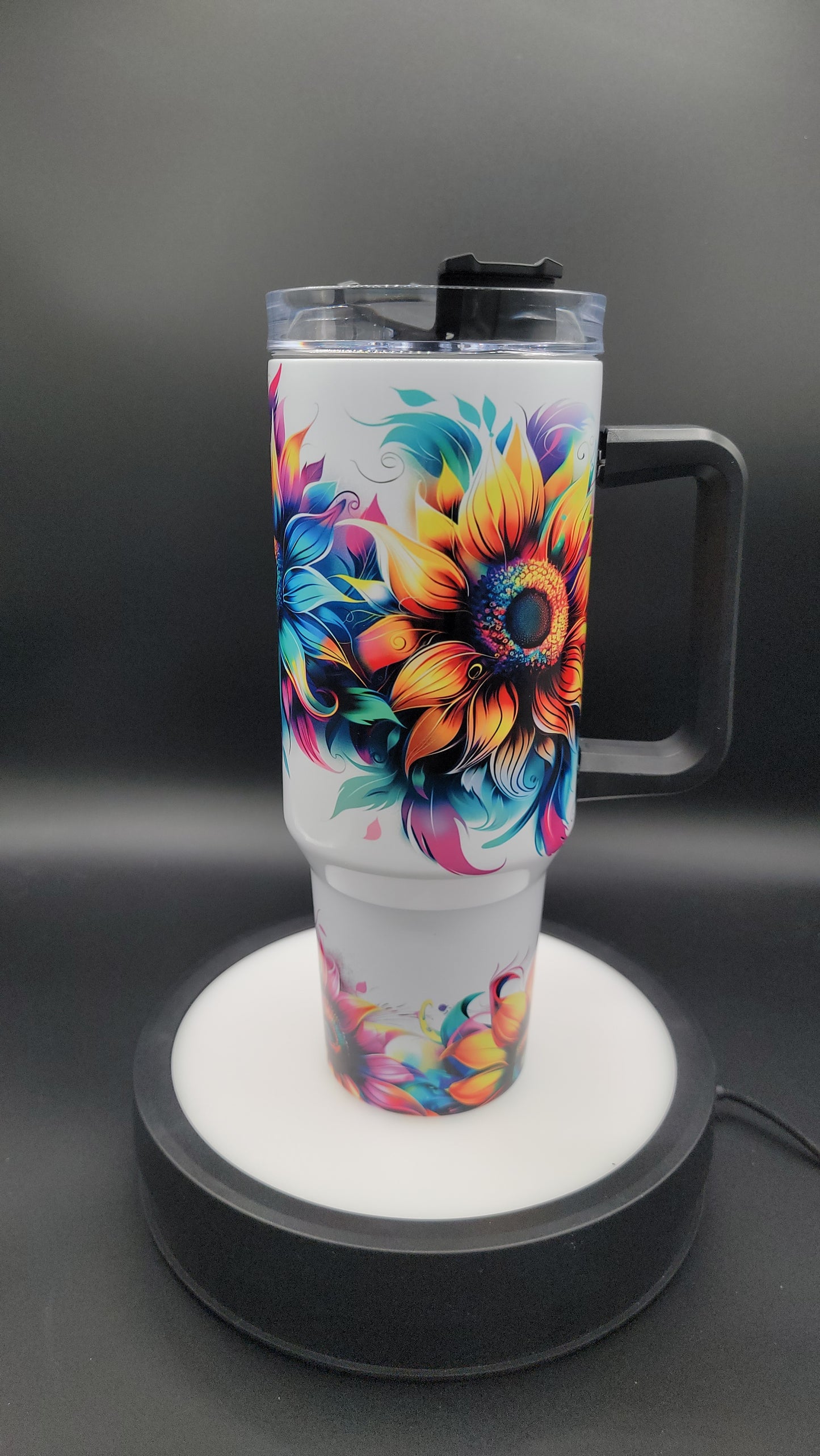 40 oz Tumbler Neon Sunflowers