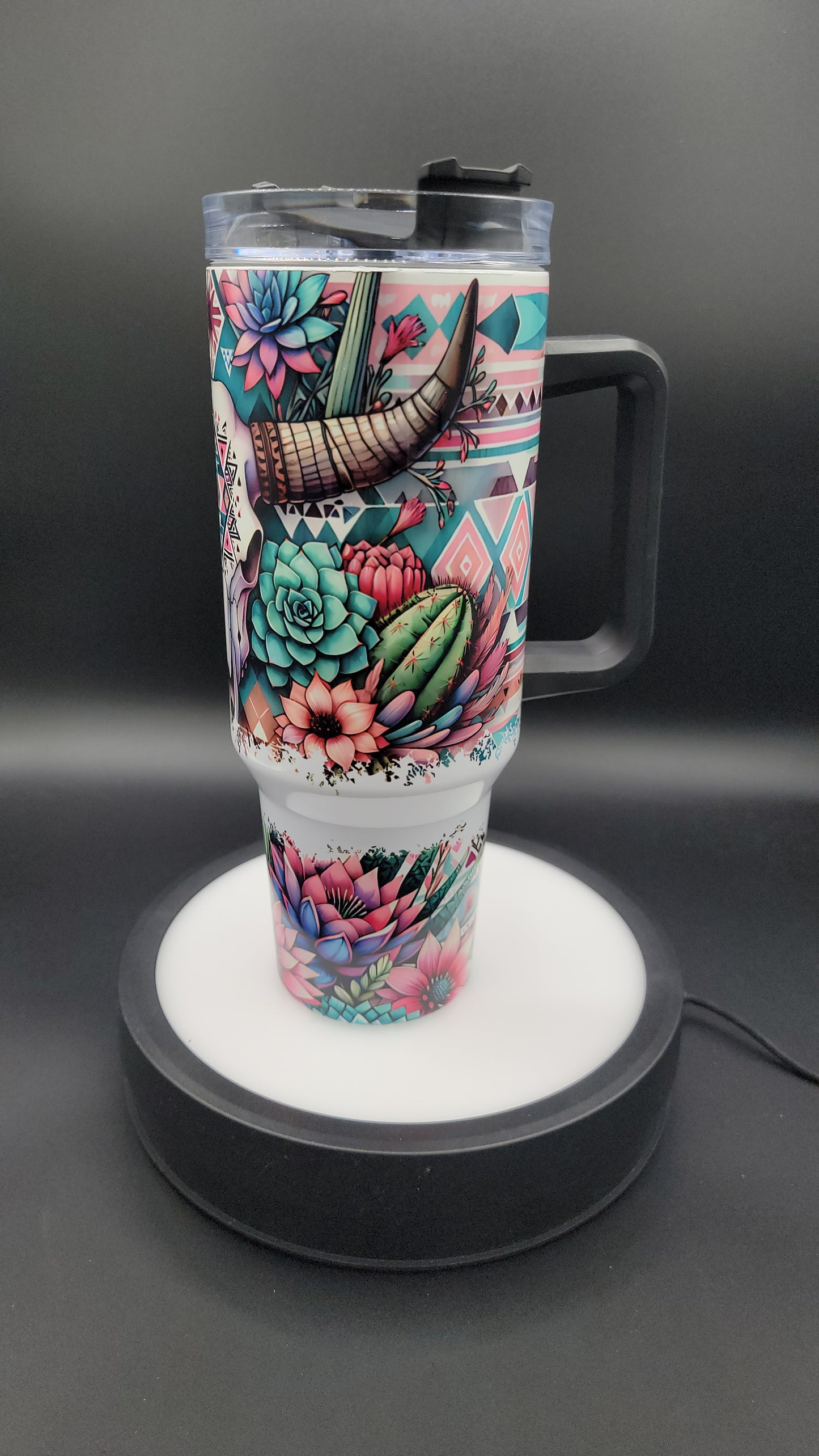 40oz Tumbler Western Bull Skull
