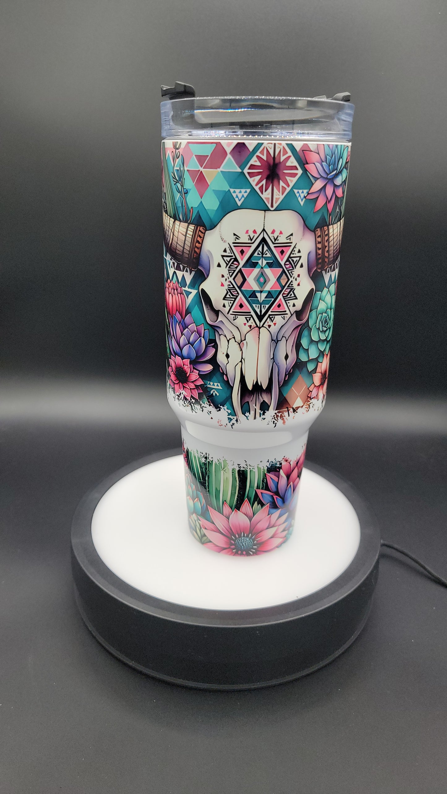 40oz Tumbler Western Bull Skull
