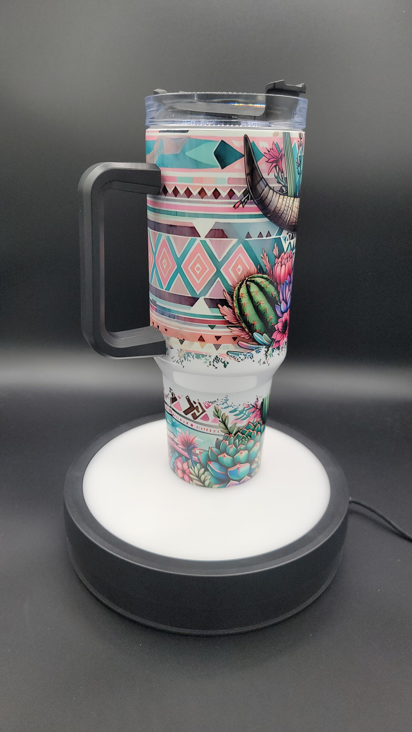 40oz Tumbler Western Bull Skull