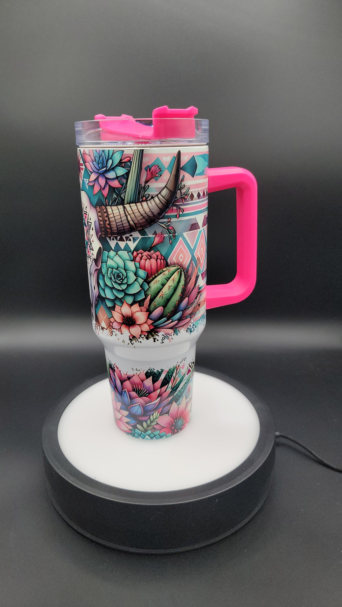 40oz Tumbler Western Bull Skull
