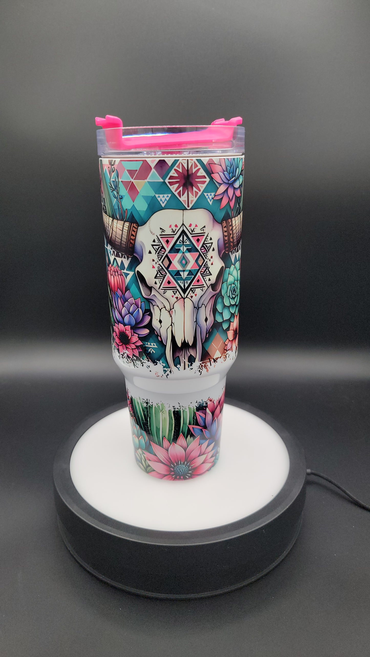 40oz Tumbler Western Bull Skull