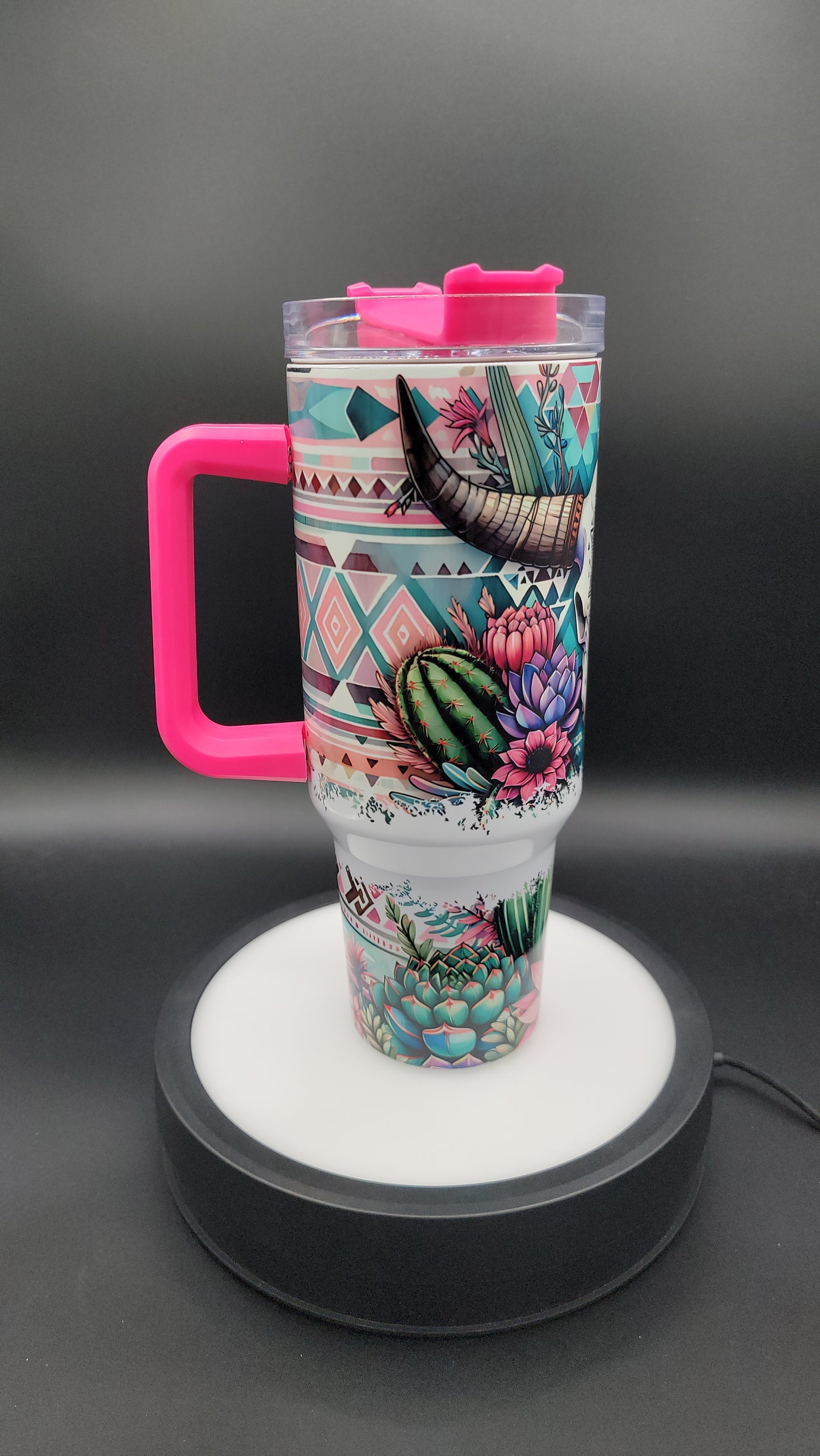 40oz Tumbler Western Bull Skull