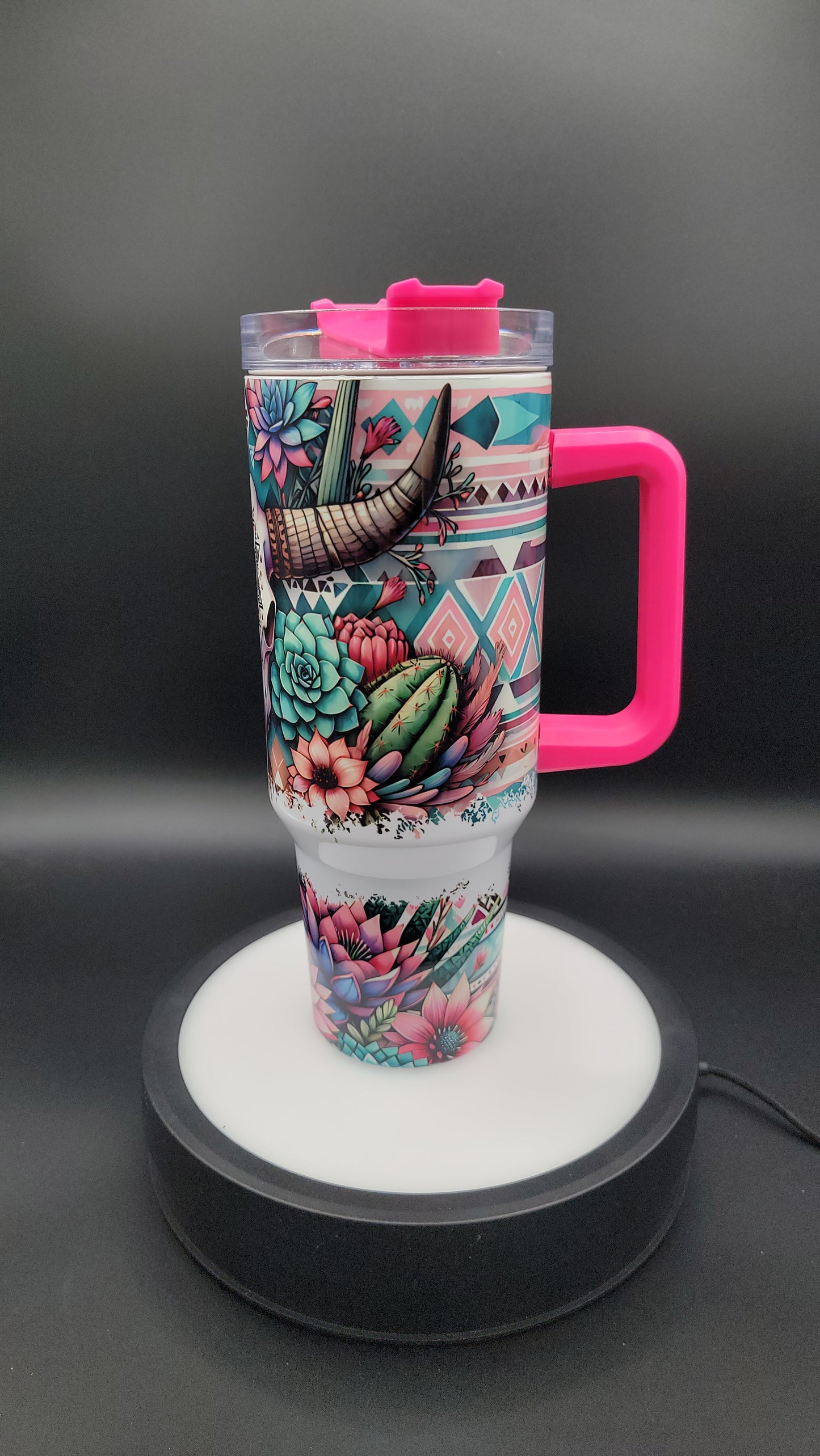 40oz Tumbler Western Bull Skull