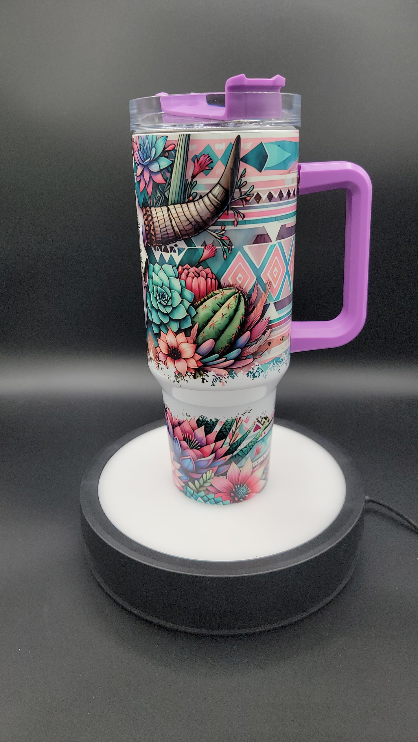 40oz Tumbler Western Bull Skull