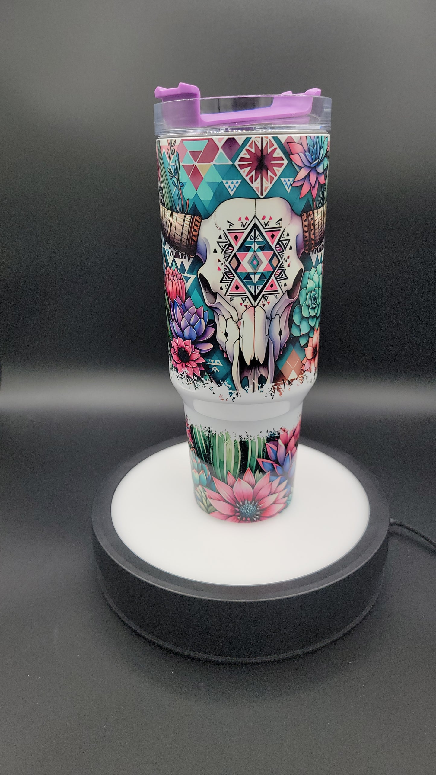 40oz Tumbler Western Bull Skull