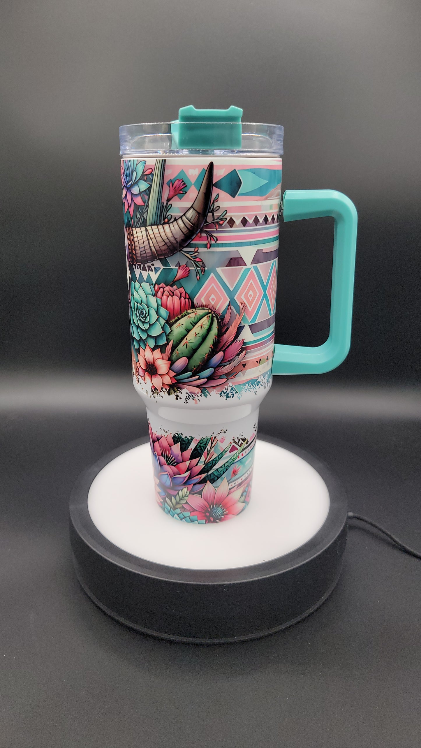 40oz Tumbler Western Bull Skull
