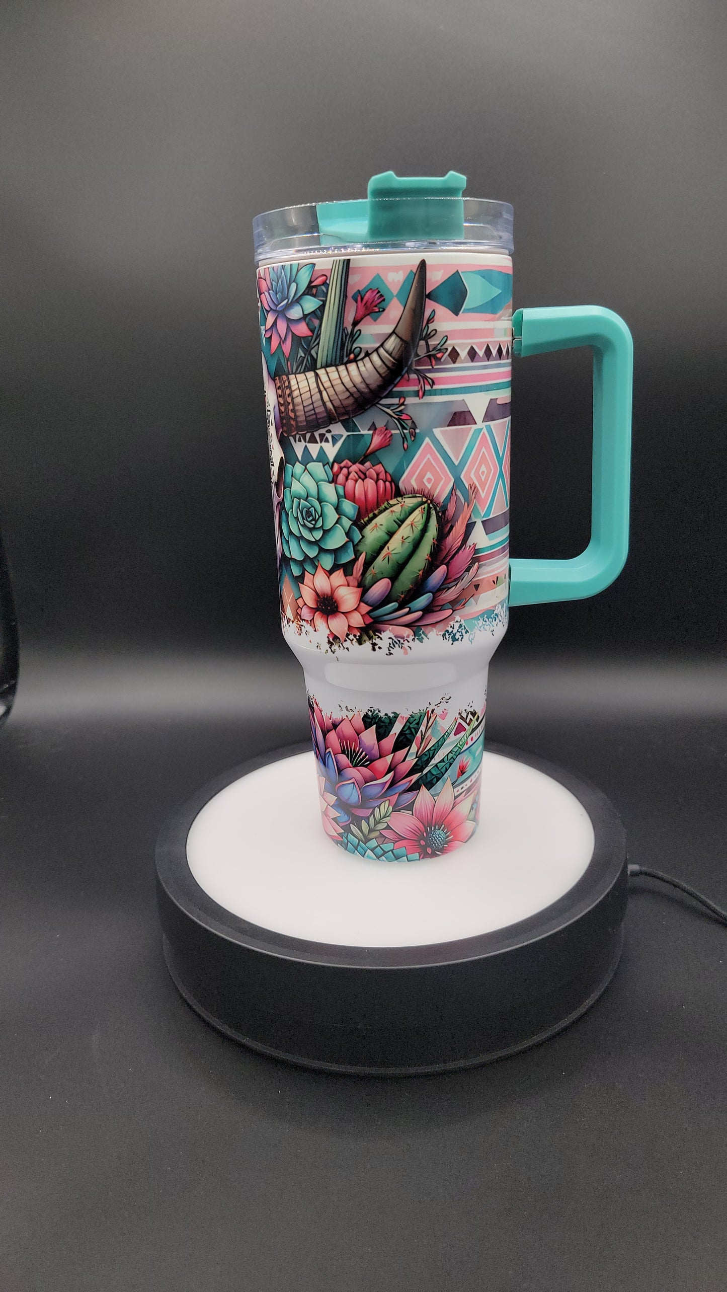 40oz Tumbler Western Bull Skull