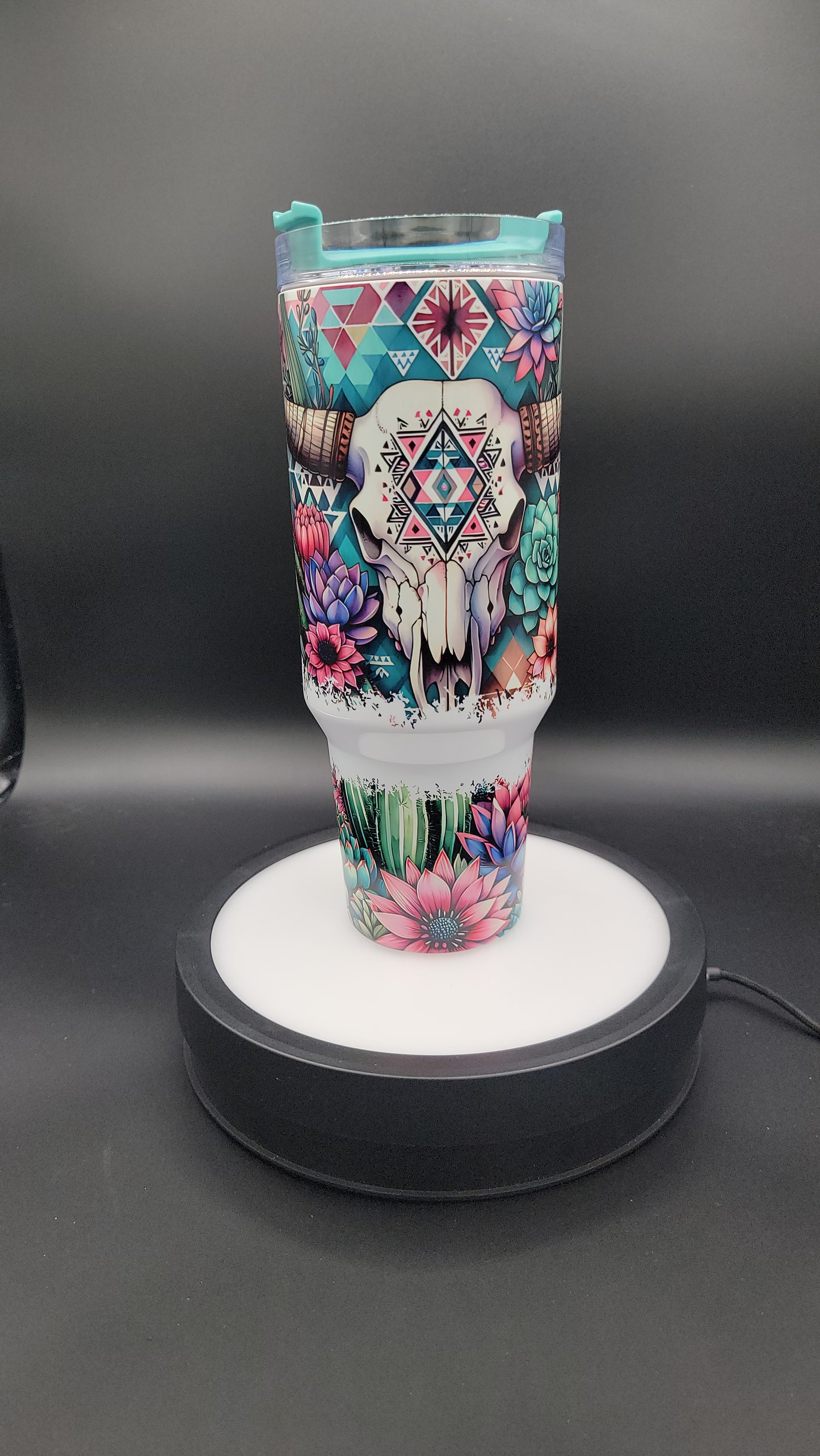 40oz Tumbler Western Bull Skull