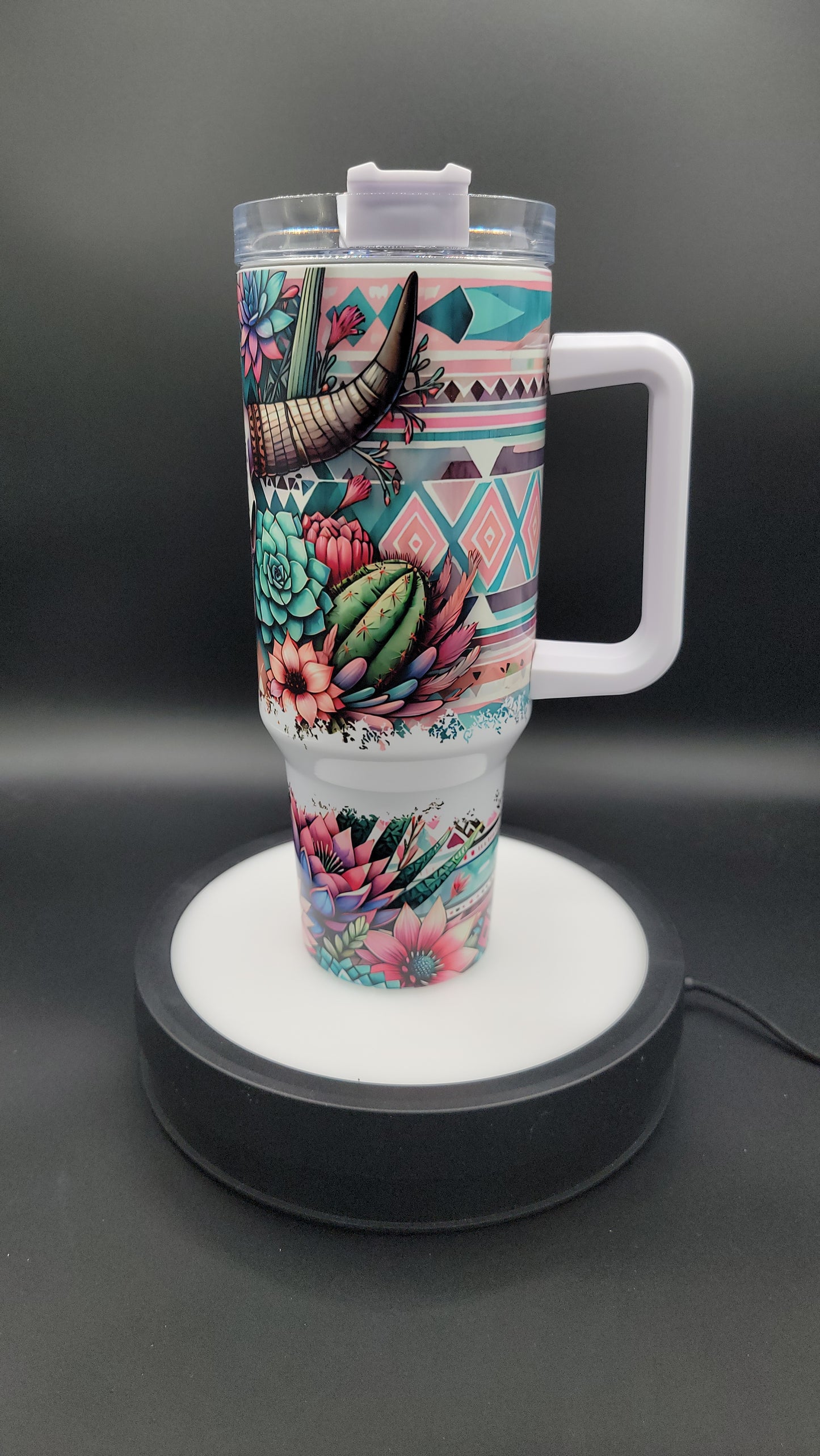 40oz Tumbler Western Bull Skull