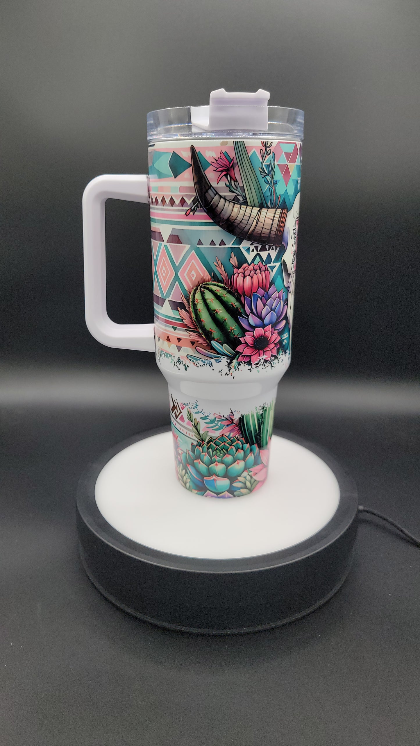 40oz Tumbler Western Bull Skull