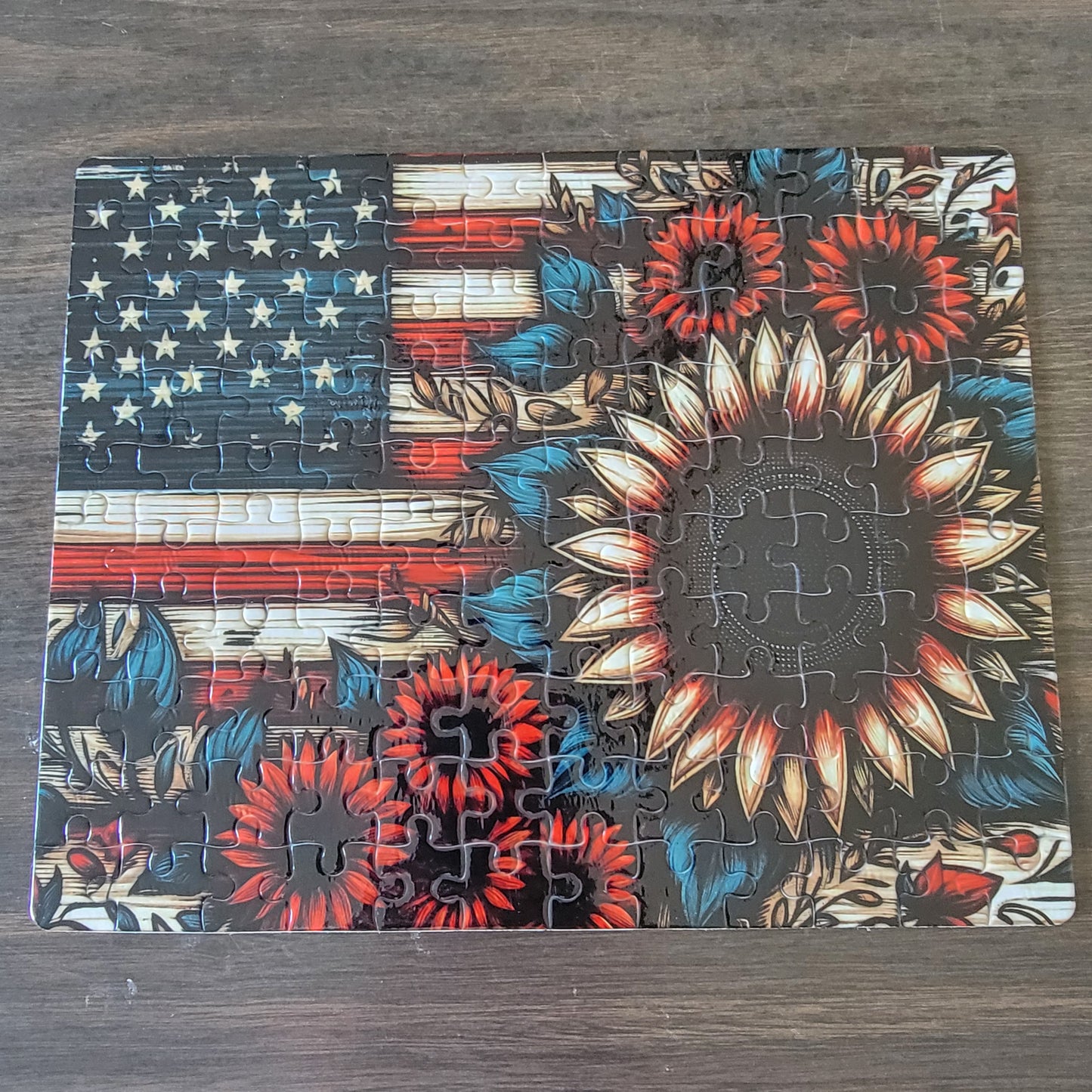 Flag and sunflowers - 120 Piece Puzzle