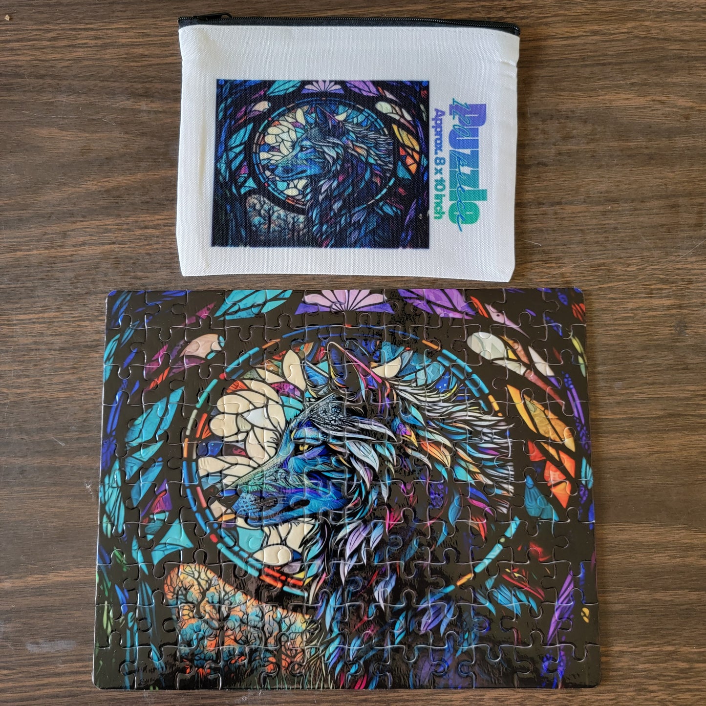 Stained Glass Wolf - 120 Piece Puzzle