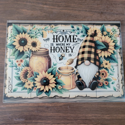 Home is Where My Honey Is Glass Cutting Board