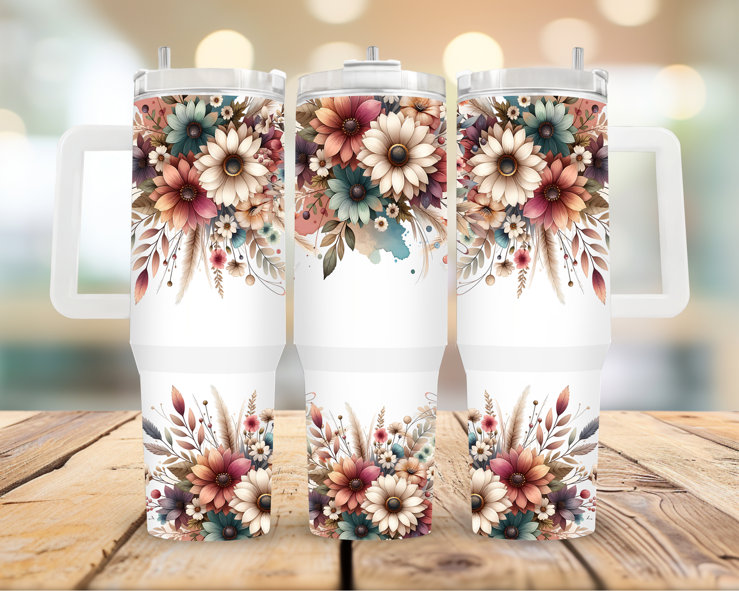 40oz Tumbler Boho Flowers
