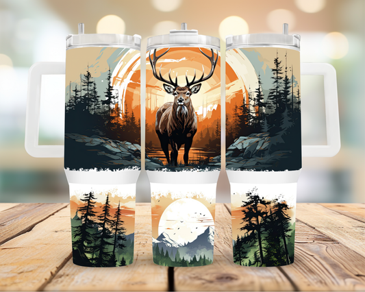 40oz Tumbler Buck at Sunset