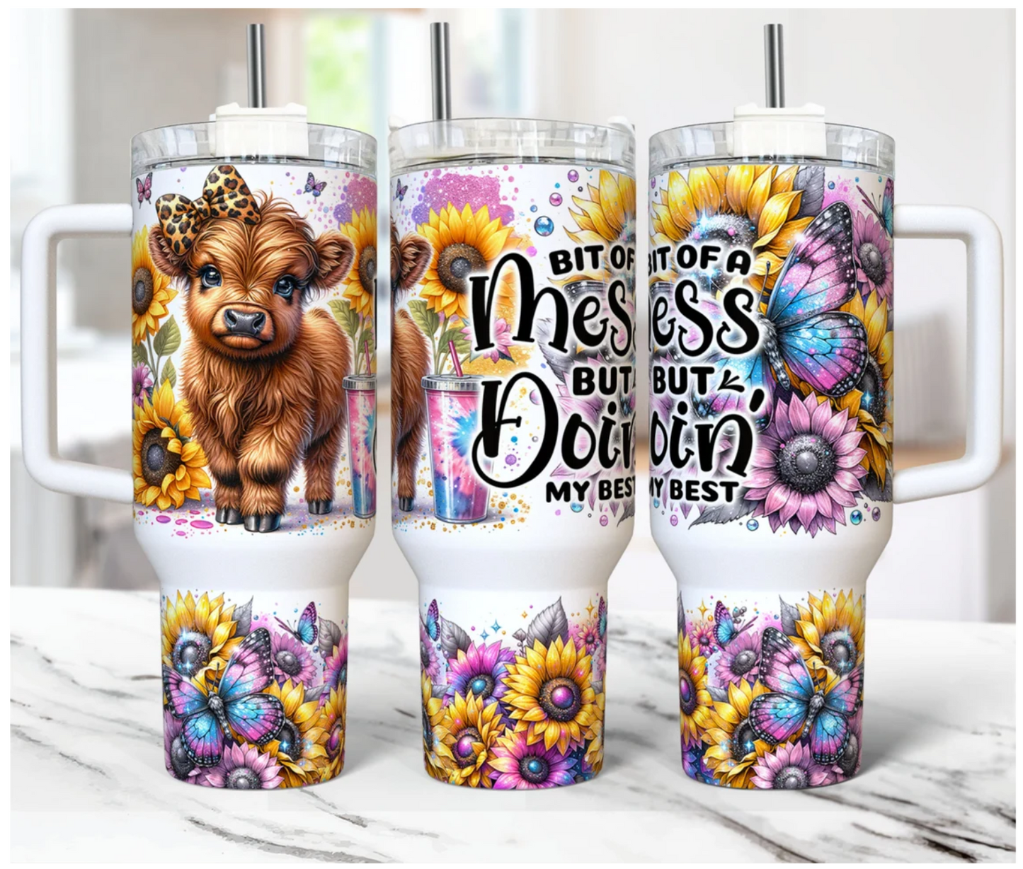 40 oz Tumbler Baby Highland Cow