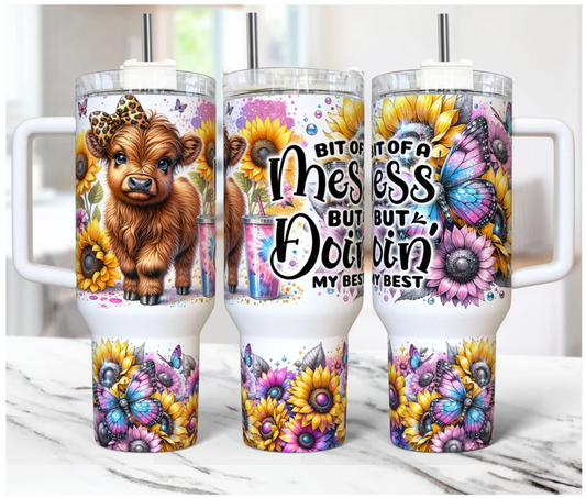 40 oz Tumbler Baby Highland Cow