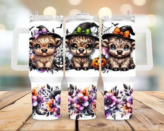 40oz Tumbler Highland Cow Witches